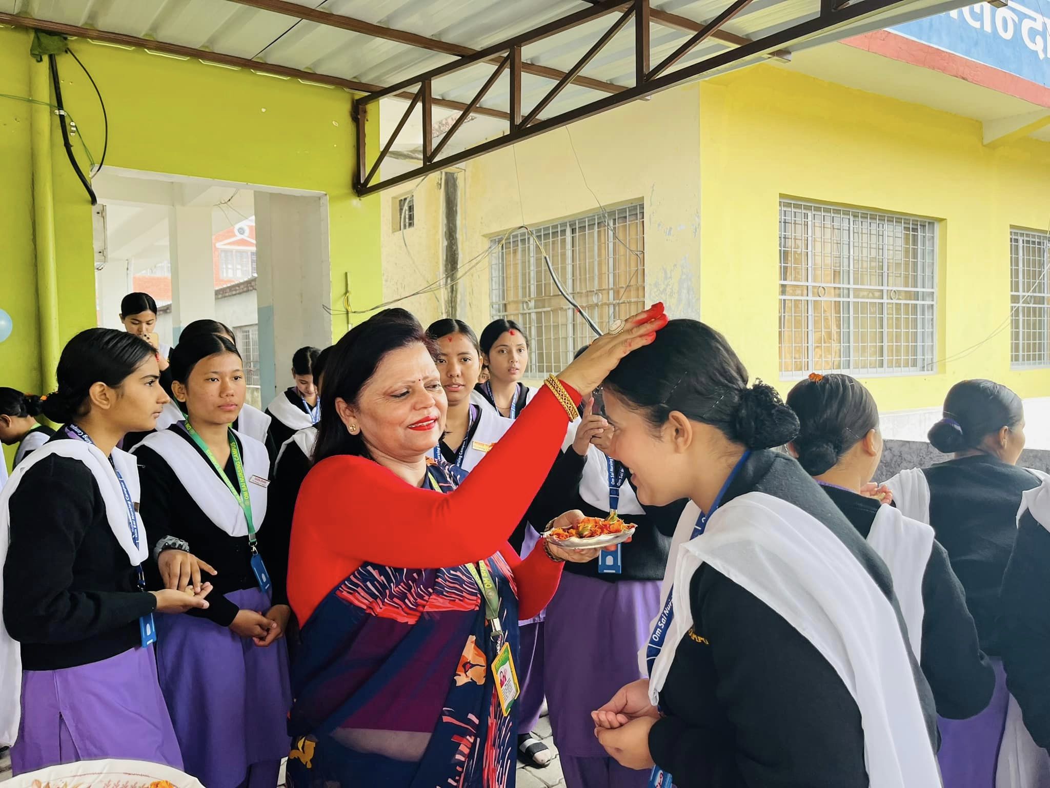 Om Sai Nursing Campus Celerates Saraswati Puja